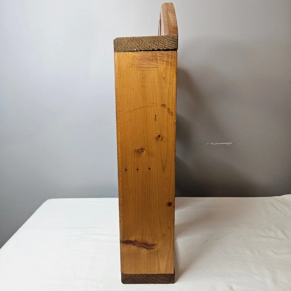 Vintage Rustic Pine Wood Heart Cutout Wall Shelf Shadow Box Display 16.5x18in